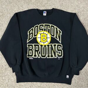 Vintage 90s Russell Athletic Men's Black and Yellow Sweatshirt - XXL